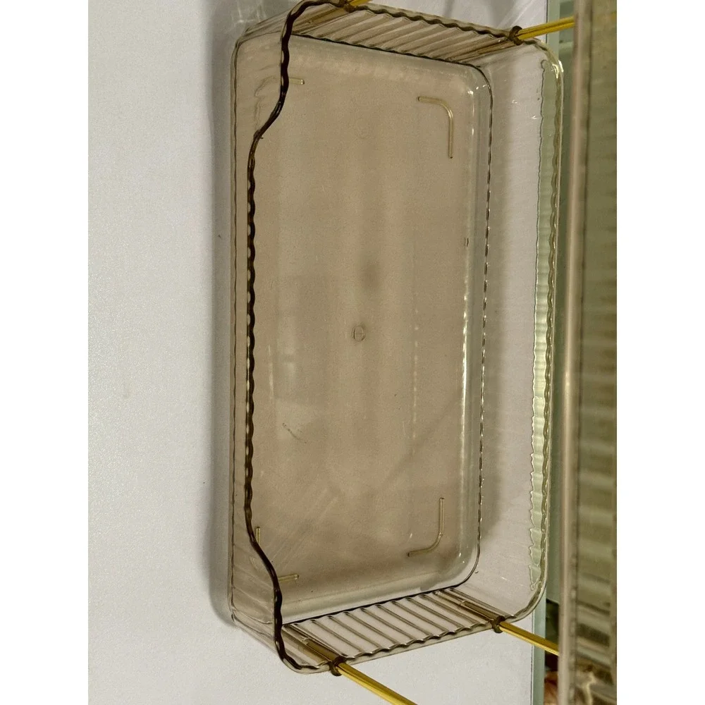 2 Tier Plastic Organizer Shelf Gold Frame Bathroom Vanity‎ Counter Storage